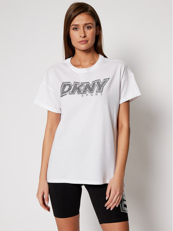 DKNY Sport Majica DP0T7477 Bela Relaxed Fit