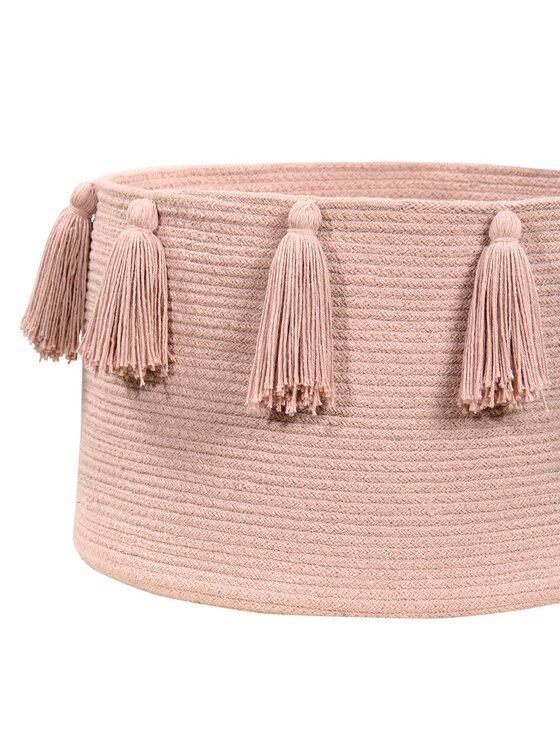 Lorena Canals Lorena Canals Przechowywanie Kosz Basket Tassels Vintage Nude Różowy