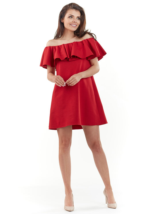 Awama Awama Letné šaty L065 Červená Basic Fit