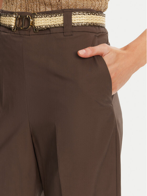 TWINSET TWINSET Palazzo hlače 251TT2105 Smeđa Wide Leg