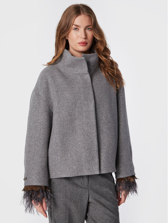 Peserico Peserico Wollmantel E21360D00A Grau Regular Fit