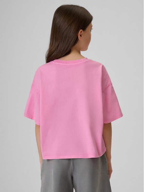 4F 4F T-Shirt 4FJRAW26TTSHF4239-56S Różowy Boxy Fit
