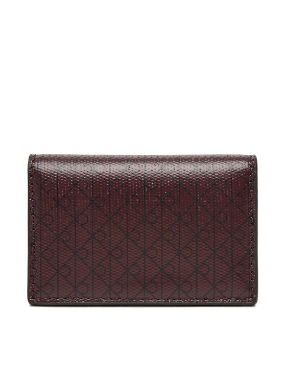 Calvin Klein Mały Portfel Damski Emblem Aop Accordion Cardcase LV04F1083G Bordowy