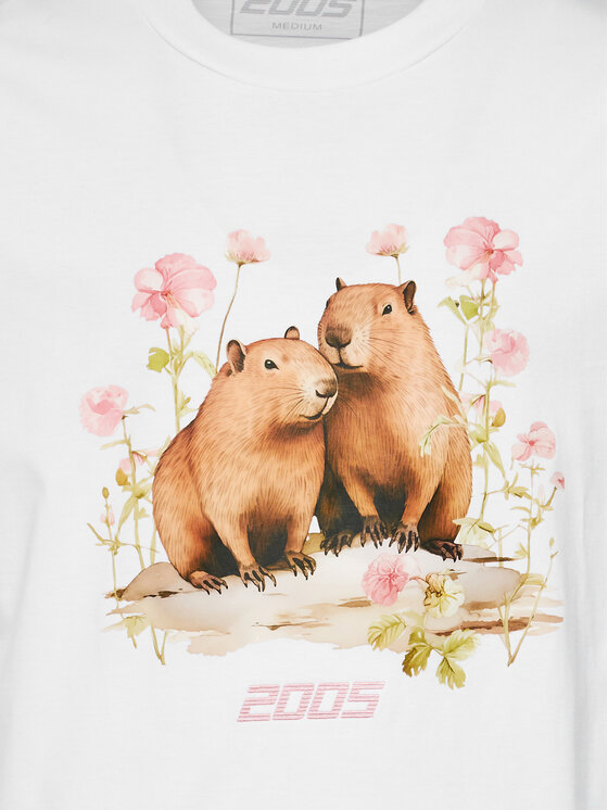 2005 2005 T-Shirt Unisex Capybaras Love Weiß Regular Fit