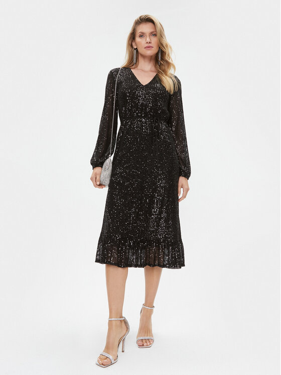 TWINSET TWINSET Kokteilinė suknelė 232TT2280 Juoda Regular Fit