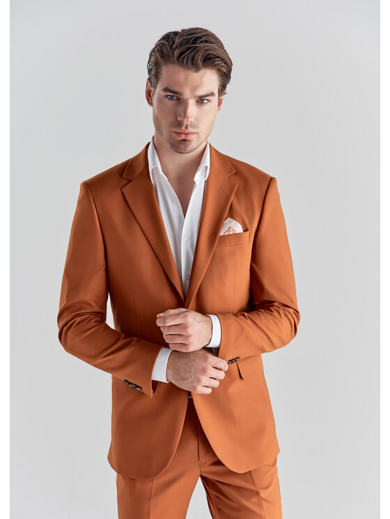 Pako Lorente Pako Lorente Spodnie garniturowe P22SF-6G-021 Pomarańczowy Slim Fit
