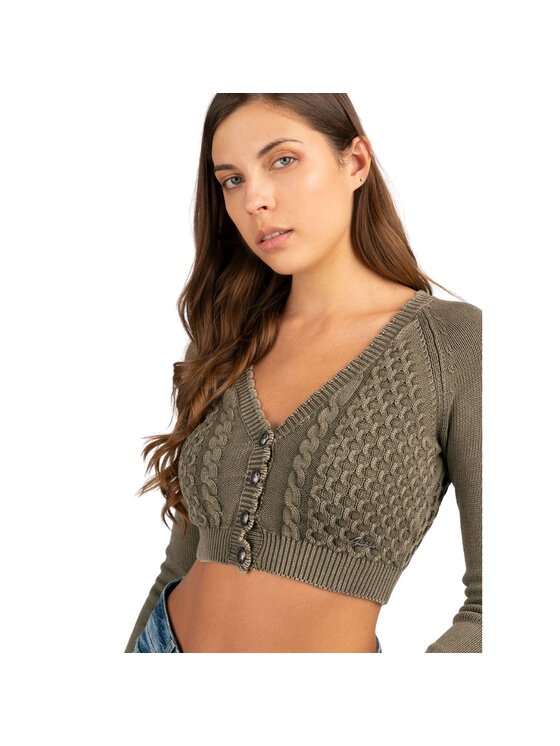 Guess Guess Kardigan Yasmin Is cropped ca Zielony Cropped Fit