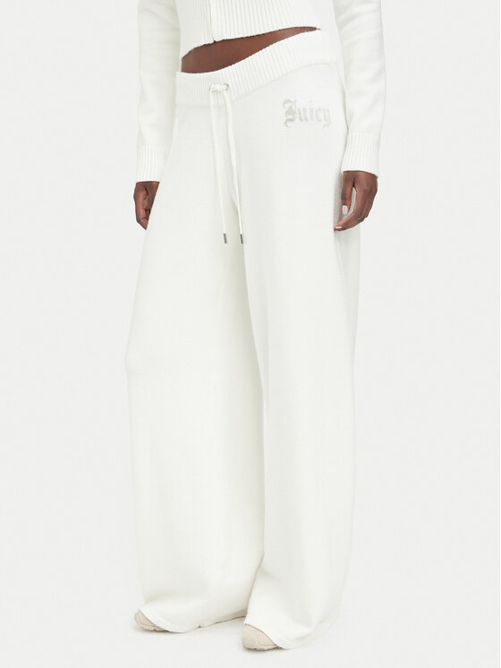 Juicy Couture Juicy Couture Megztos kelnės JCWBJ226310 Kreminė Relaxed Fit