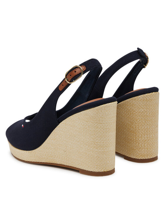 Tommy Hilfiger Tommy Hilfiger Espadrilles Flag High Wedge Espad Slingback FW0FW08597 Tumši zils