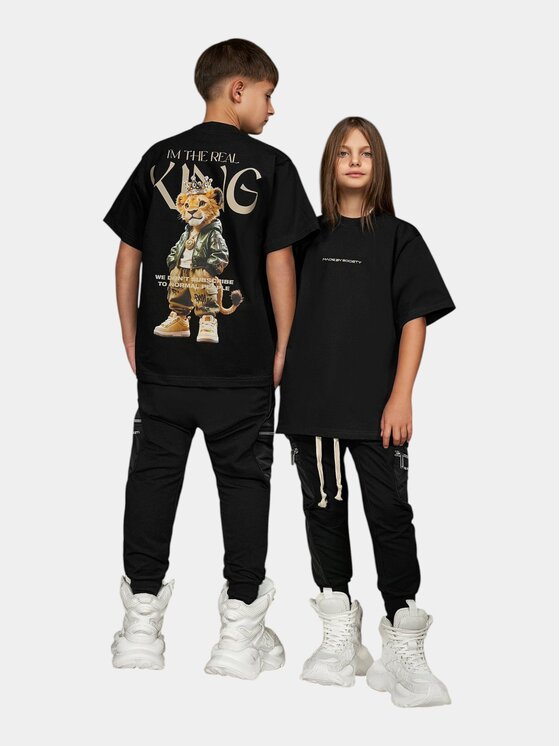 MADE BY SOCIETY MADE BY SOCIETY T-Shirt Tricou "King" - T36593 Czarny Basic Fit