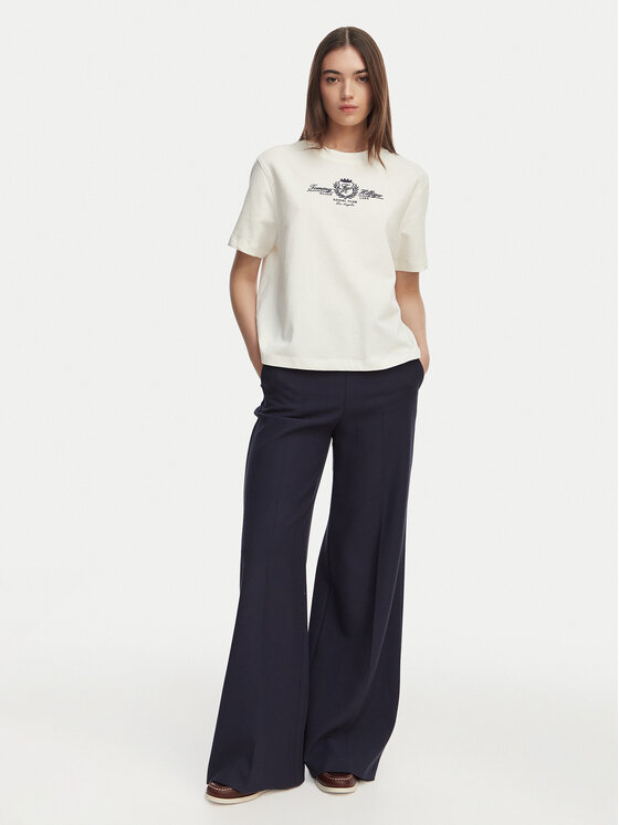 Tommy Hilfiger Tommy Hilfiger Tricou Crest WW0WW48713 Alb Relaxed Fit