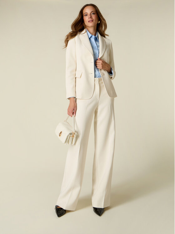 Oltre Oltre Spodnie materiałowe P02LR209930N021 Biały Baggy Fit