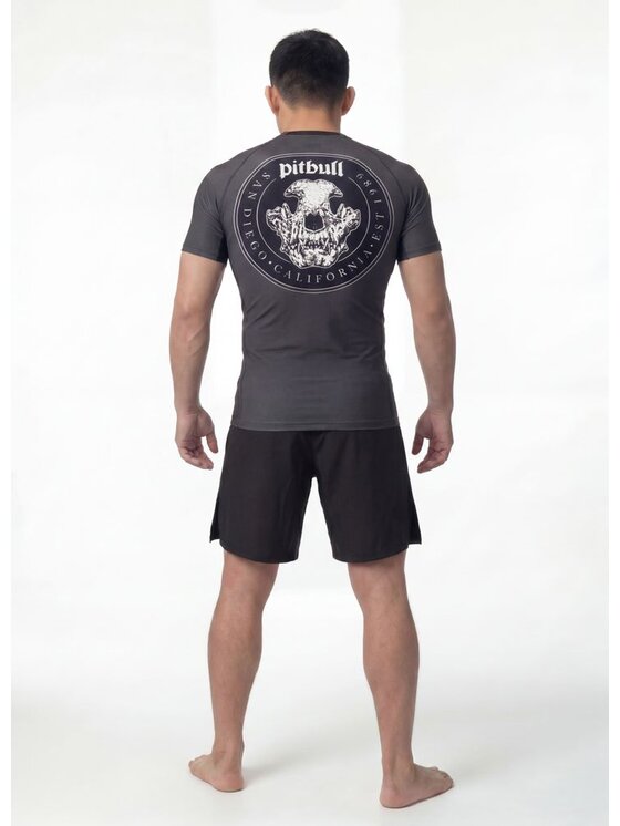 PITBULL PITBULL Koszulka techniczna SKULL LOGO Szary Regular Fit
