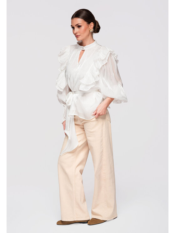 Ombre Ombre Bluzka OW-TS-E0020 Biały Loose Fit
