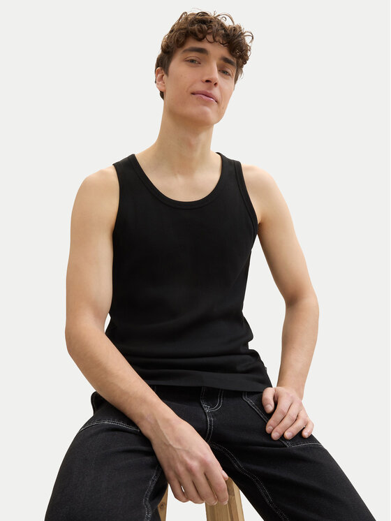 Tom Tailor Denim Tom Tailor Denim Tank top marškinėliai 1042035 Juoda Regular Fit