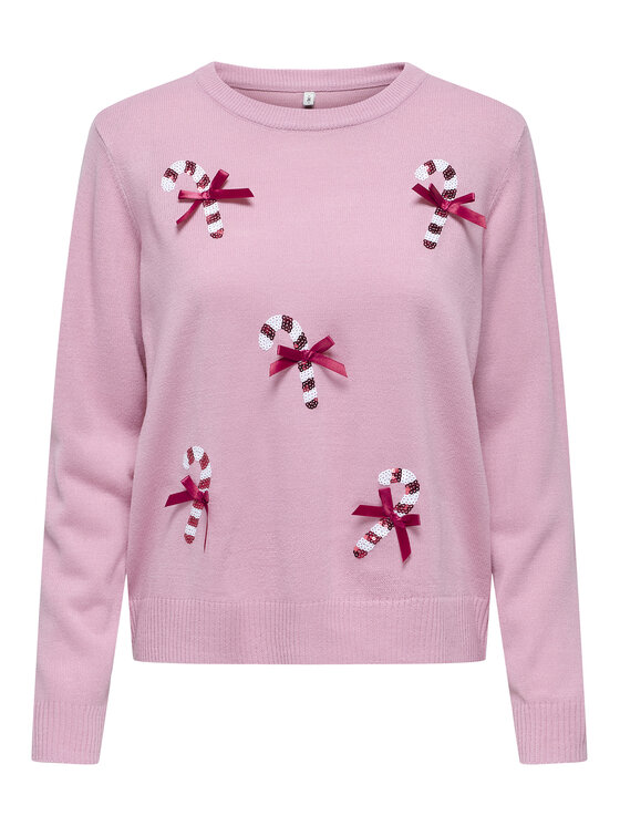 ONLY ONLY Svetr Xmas Shine 15355004 Růžová Regular Fit