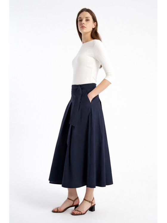 CLICK CLICK Φούστα maxi 50-742 Σκούρο μπλε Flare Fit