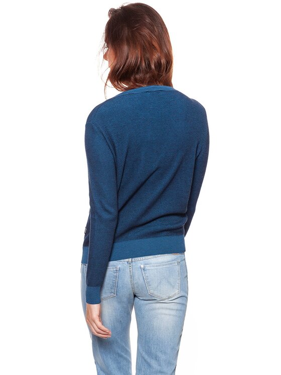 Wrangler Wrangler Sweter TWO TONE KNIT Niebieski Regular Fit