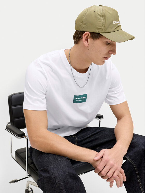 Jack & Jones Jack & Jones Tričko Frank 12288092 Biela Relaxed Fit