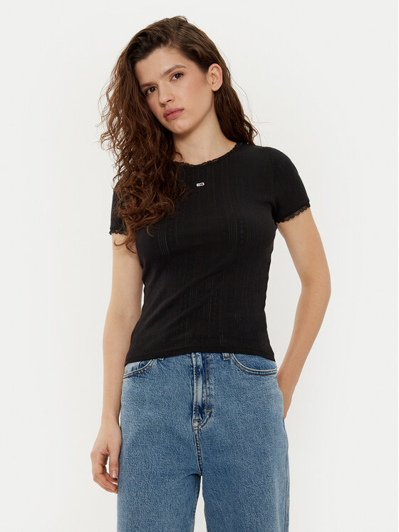 Tommy Jeans Tommy Jeans Tricou DW0DW19493 Negru Slim Fit