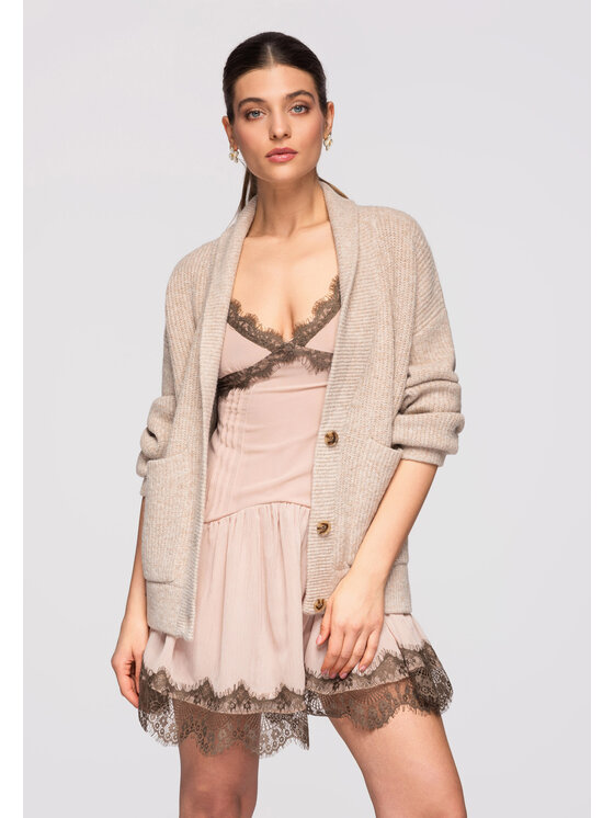 Ombre Ombre Kardigan OW-SWCD-0104 Beżowy Oversize