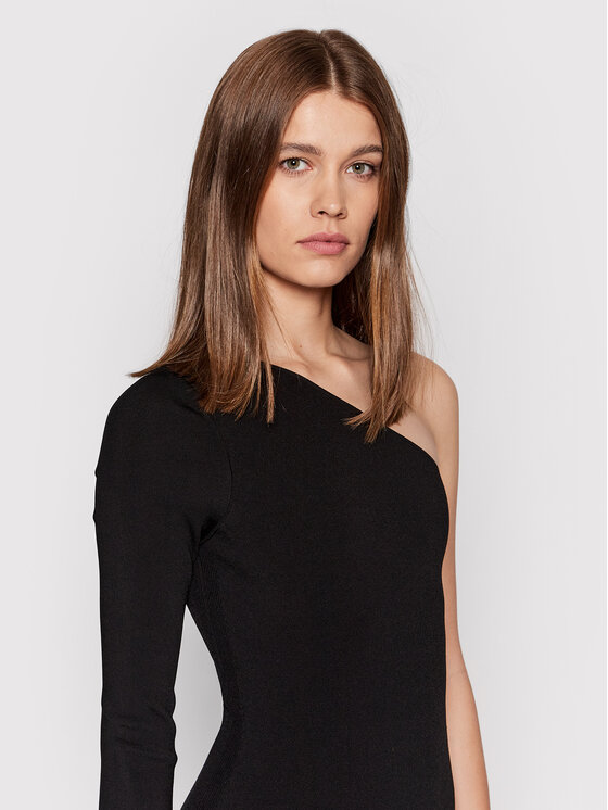 Victoria Victoria Beckham Victoria Victoria Beckham Φόρεμα κοκτέιλ One Shoulder 1222KDR003593A Μαύρο Slim Fit