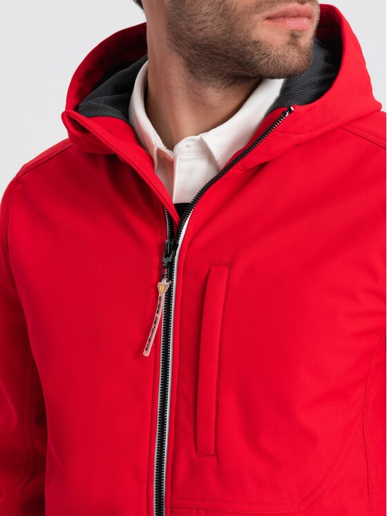 Ombre Ombre Kurtka softshell OM-JANP-0137 Czerwony Regular Fit