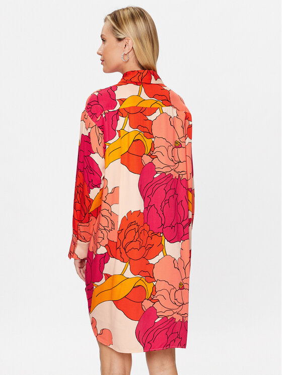 Sisley Sisley Sukienka codzienna 40NMLV03I Czerwony Regular Fit