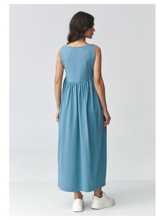 Makadamia Makadamia Sukienka codzienna M932 Niebieski Loose Fit