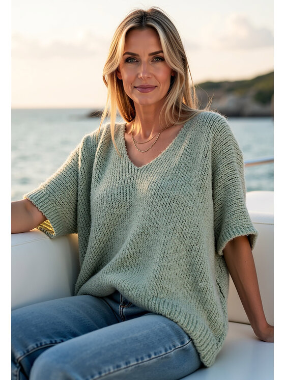 FIGL FIGL Sweter M1109 Zielony Classic Fit