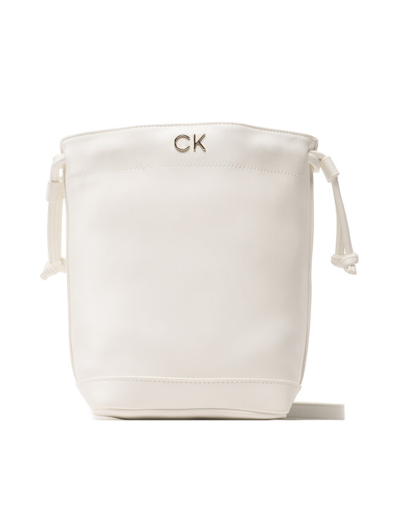 Geantă Calvin Klein Jeans Re-Lock Drawstring Bag Mini K60K610450 Alb