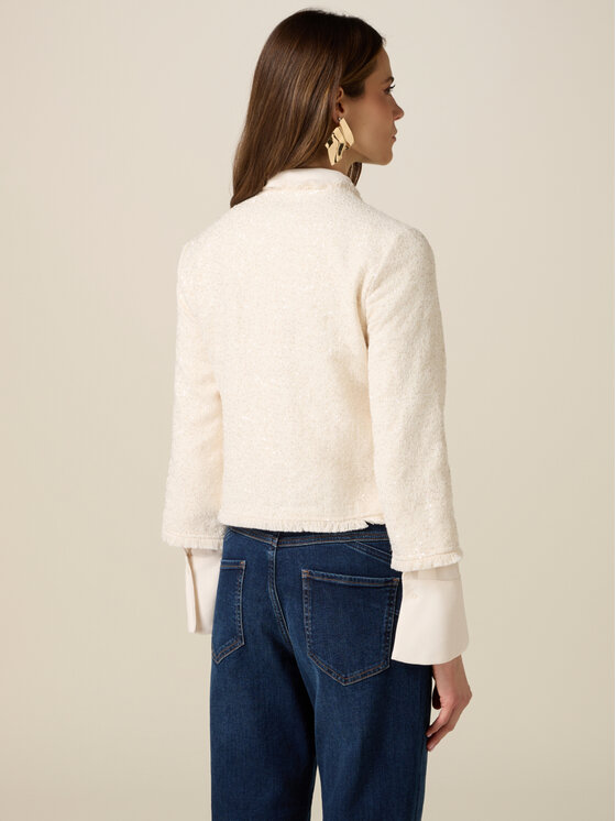 Oltre Oltre Marynarka R047R002360N021 Biały Boxy Fit