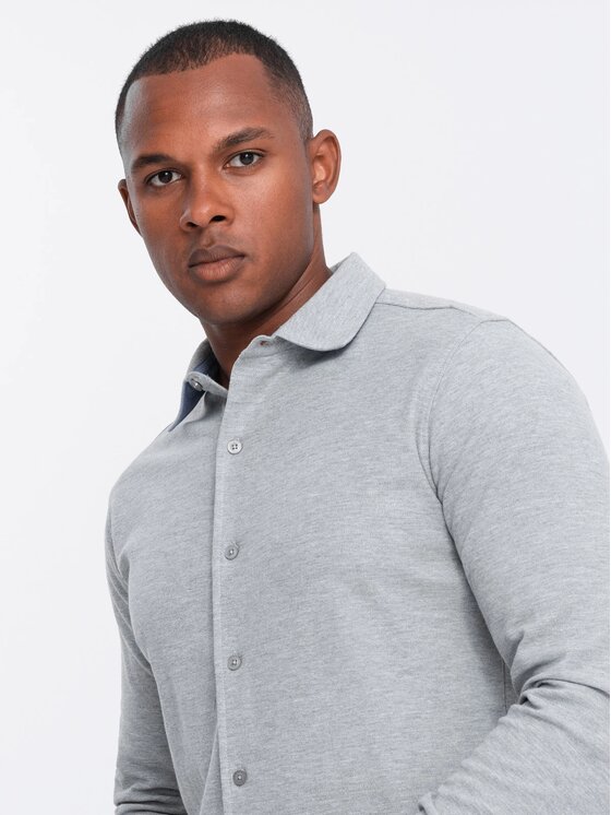 Ombre Ombre Koszula OM-SHCS-0177 Szary Slim Fit