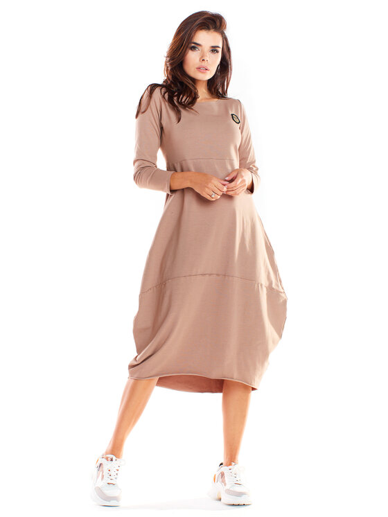Infinite You Infinite You Sukienka dzianinowa M221 Beżowy Basic Fit