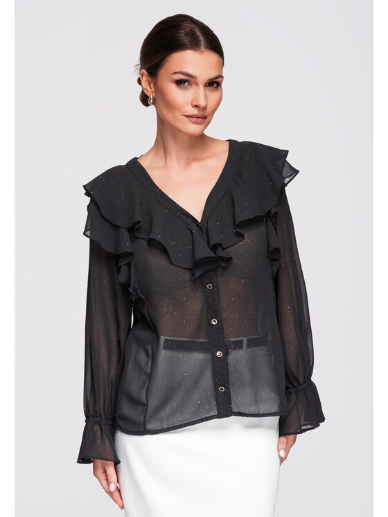 Ombre Ombre Koszula OW-SH-E0029 Czarny Loose Fit