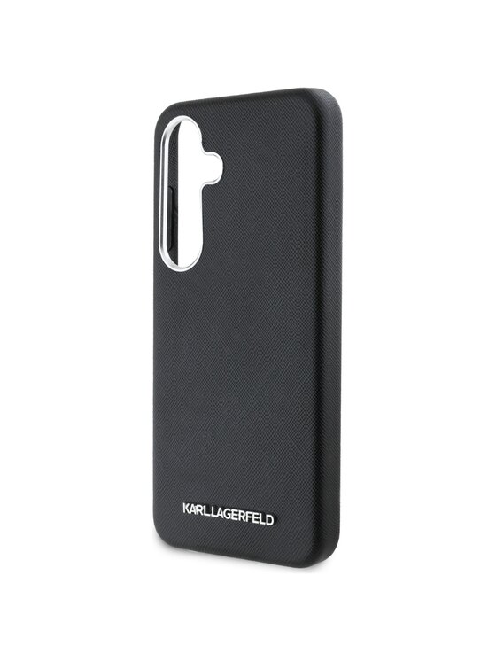 KARL LAGERFELD KARL LAGERFELD Etui na telefon Saffiano Full Wrapped Elongated Metal Logo Czarny