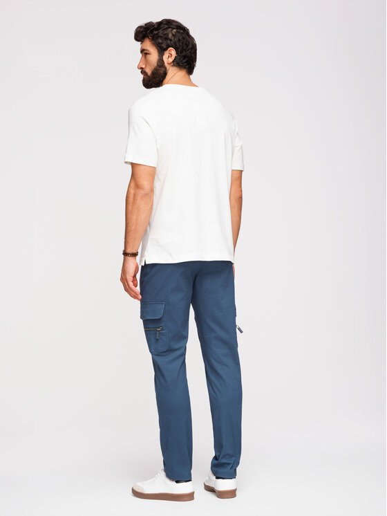 Ombre Ombre Spodnie cargo P1517 Niebieski Straight Fit