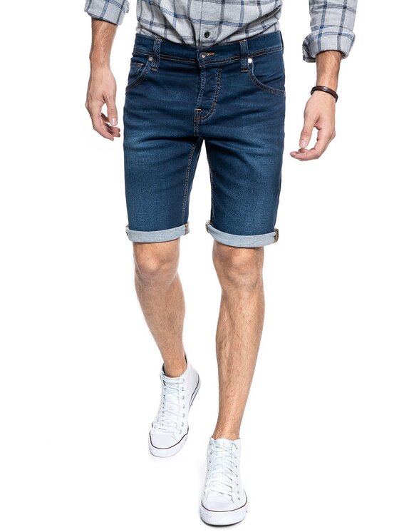 Mustang Mustang Szorty jeansowe CHICAGO SHORT Niebieski Slim Fit