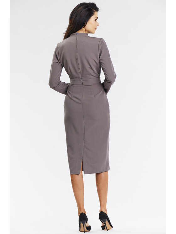Awama Awama Sukienka A667 Beżowy Basic Fit