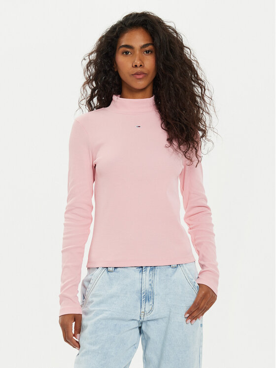 Tommy Jeans Tommy Jeans Bluse Tjw Essential Mock Neck DW0DW19830 Rosa Slim Fit