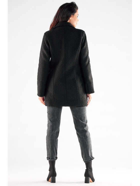 Awama Awama Płaszcz A546 Czarny Basic Fit