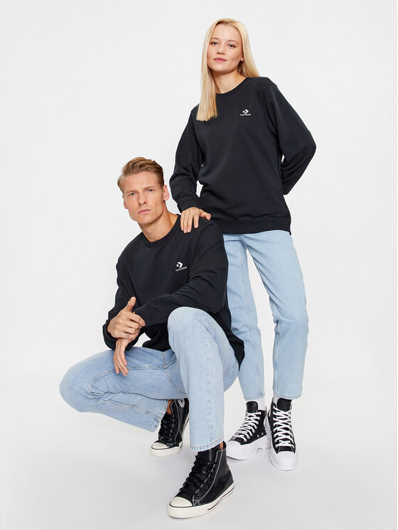 Converse Converse Bluză Standard Fit Left Chest Star Chev Emb Crew Ft 10023861-A02 Negru Regular Fit