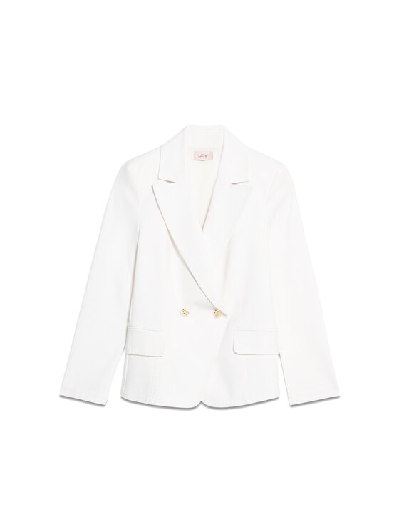 Oltre Oltre Marynarka Q759R104523N011 Biały A-Line Fit