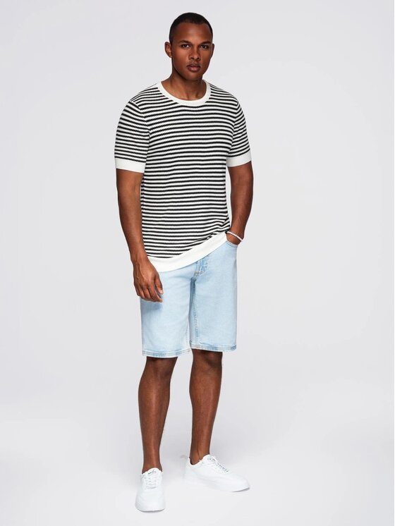 Ombre Ombre T-Shirt OM-TSCT-0255 Černá Slim Fit
