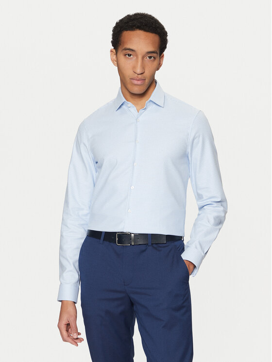 Calvin Klein Męska Koszula, rozmiar 42, Błękitna, K10K113854