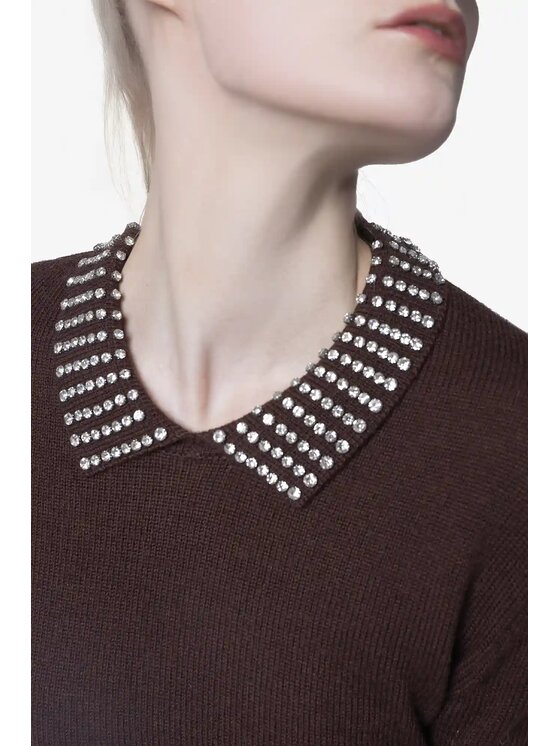 PINKO PINKO Sweter Ventotene Brązowy Regular Fit