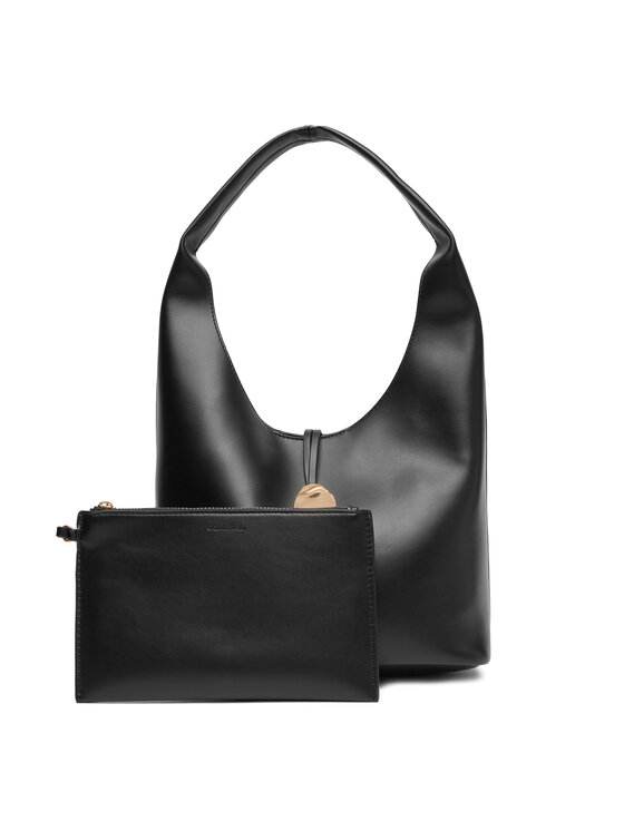 Geantă Calvin Klein Jeans Stone Lock Slouchy Small Shoulde LV04K3176G Negru