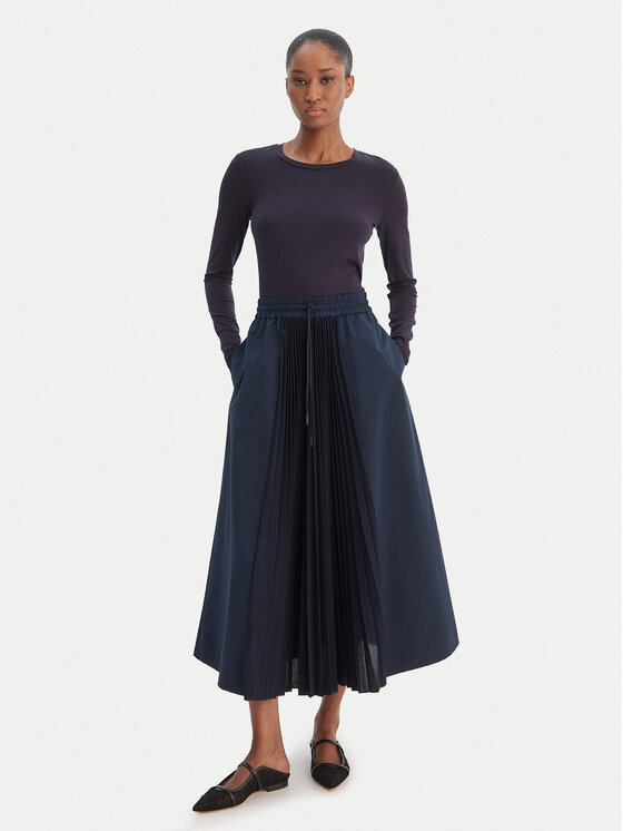 Weekend Max Mara Weekend Max Mara Plisovaná sukně Folk 2615771011 Tmavomodrá Regular Fit