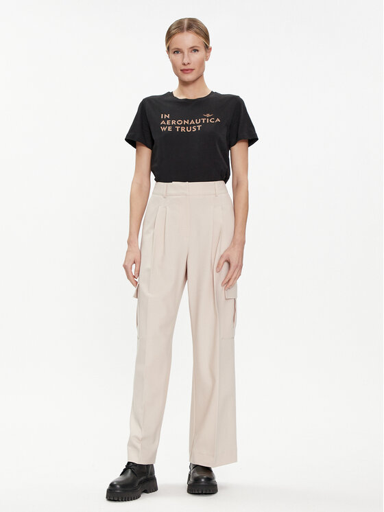Aeronautica Militare Aeronautica Militare Marškinėliai 241TS2233DJ510 Juoda Regular Fit
