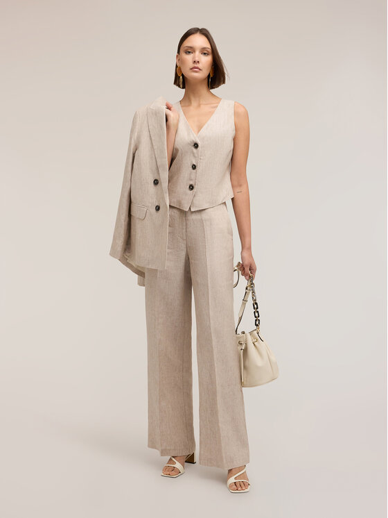 Motivi Motivi Pantaloni di tessuto P01DQ004591N0R2 Crema Over Fit